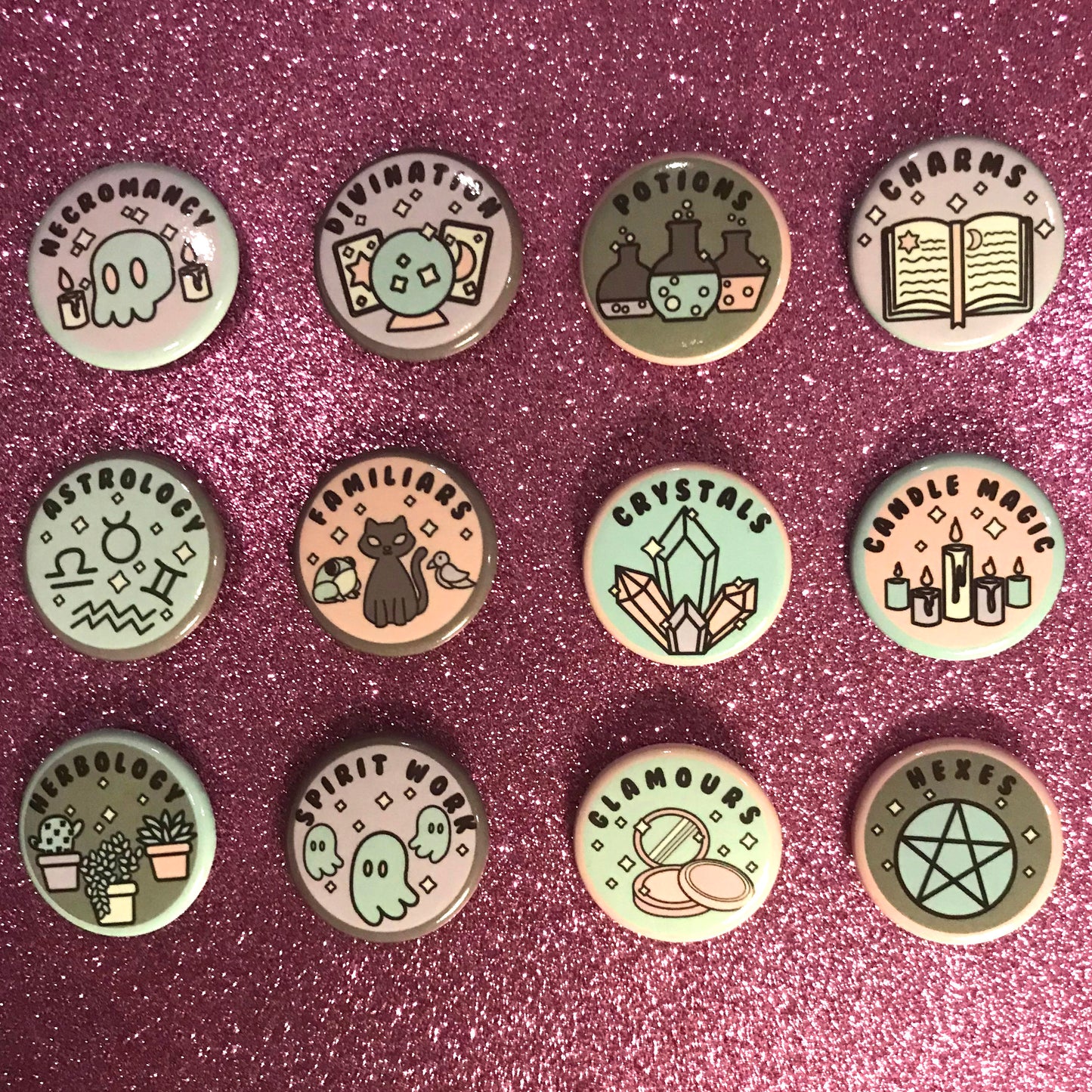 Witch Merit Badge Button Pins